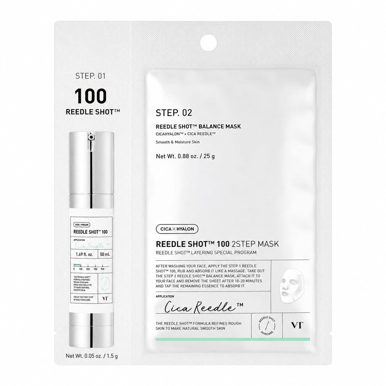 VT Cosmetics – Mascarilla Reedle Shot 100 de 2 pasos.