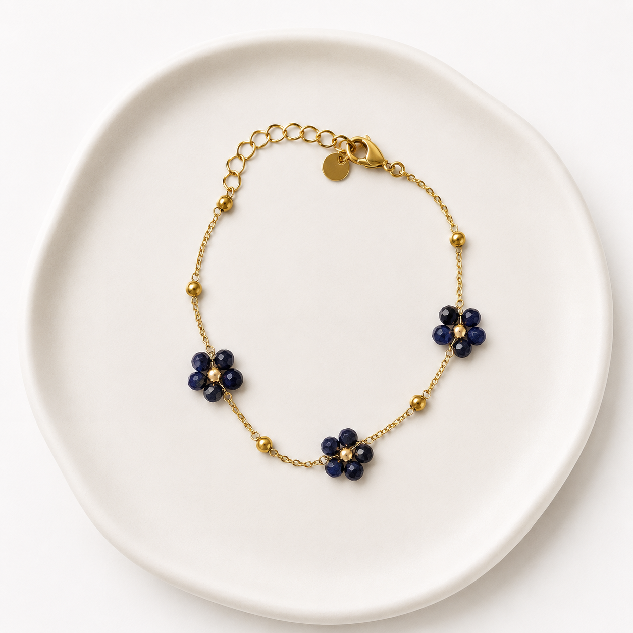 Pulsera Flores de Cristal Azul