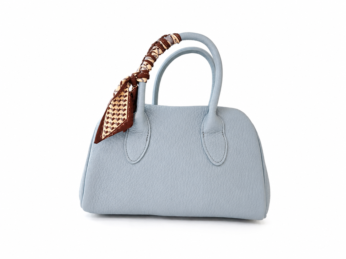 Bolso de Mano Azul Celeste con Pañuelo y Correa Bandolera