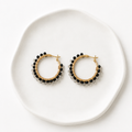 Pendientes de Aro con Cristales Blancos y Negros