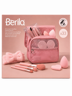 Set de Maquillaje 33 Piezas con Neceser – Brochas, Esponjas y Accesorios Rosa