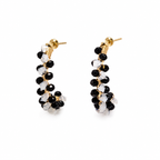 Pendientes de Aro con Cristales Blancos y Negros