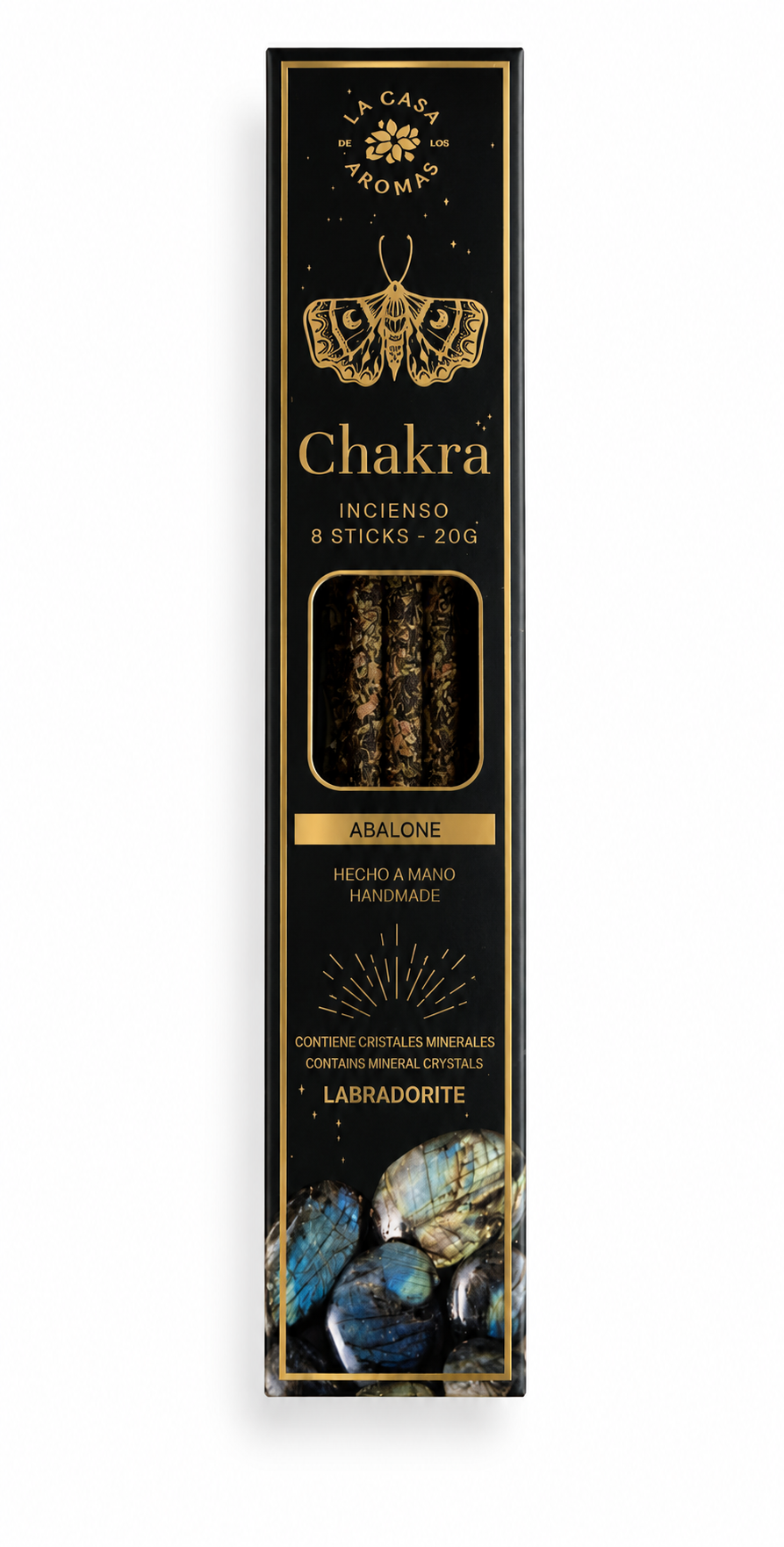 Incienso Artesanal Chakra con Labradorita – Abalone | 8 Varillas