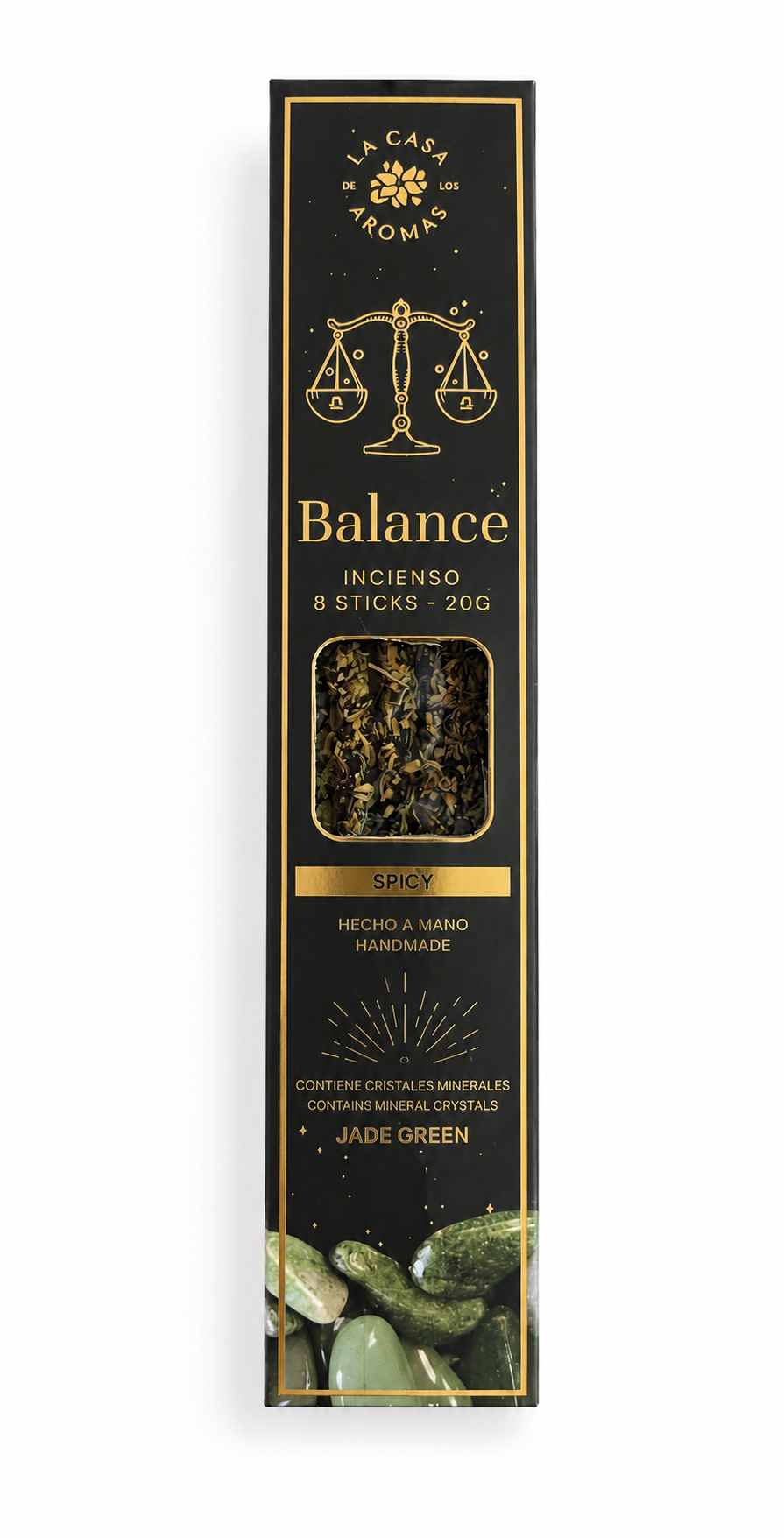 Incienso Artesanal Balance con Jade Verde – 8 Varillas