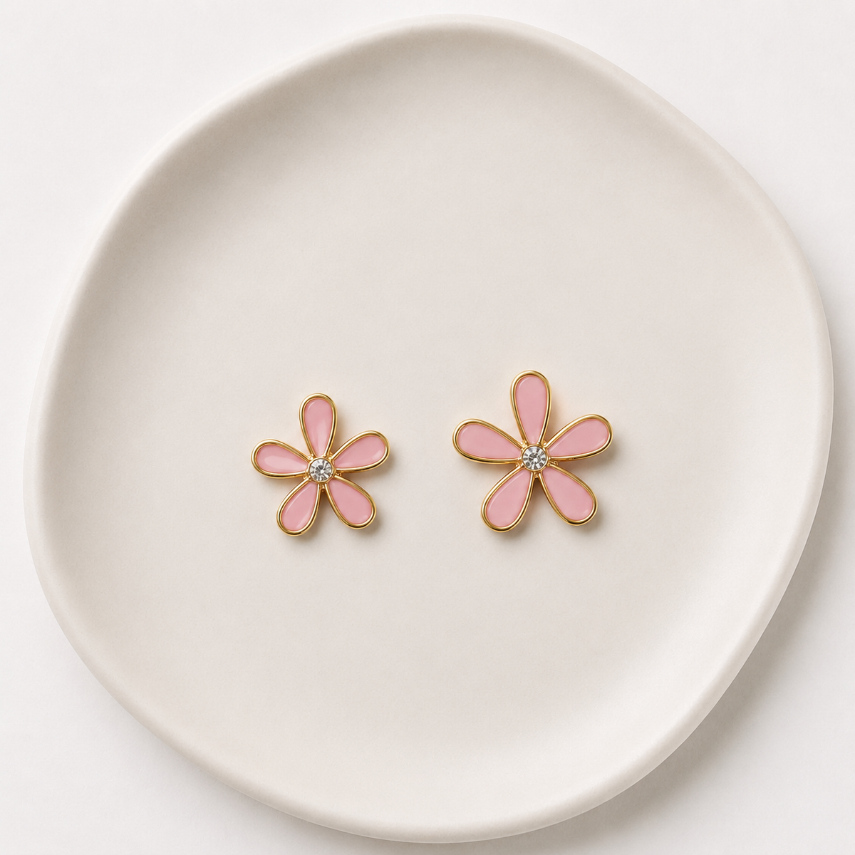 Pendientes Flor Rosa/Blanca