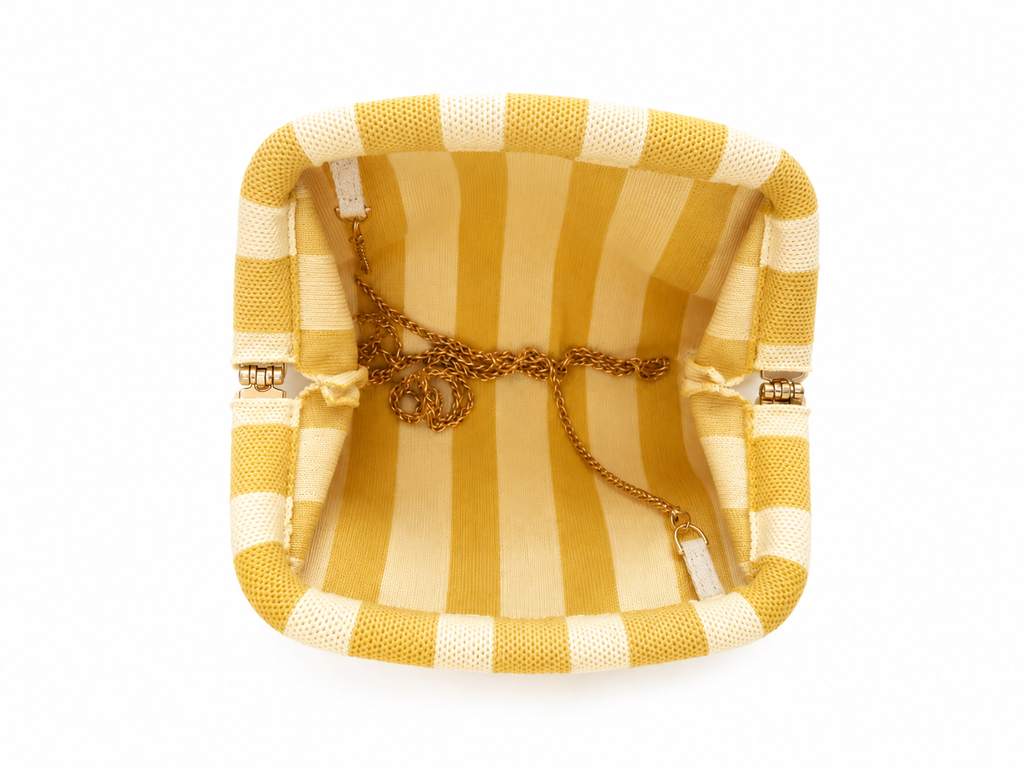 Bolso Clutch de Punto a Rayas Amarillo