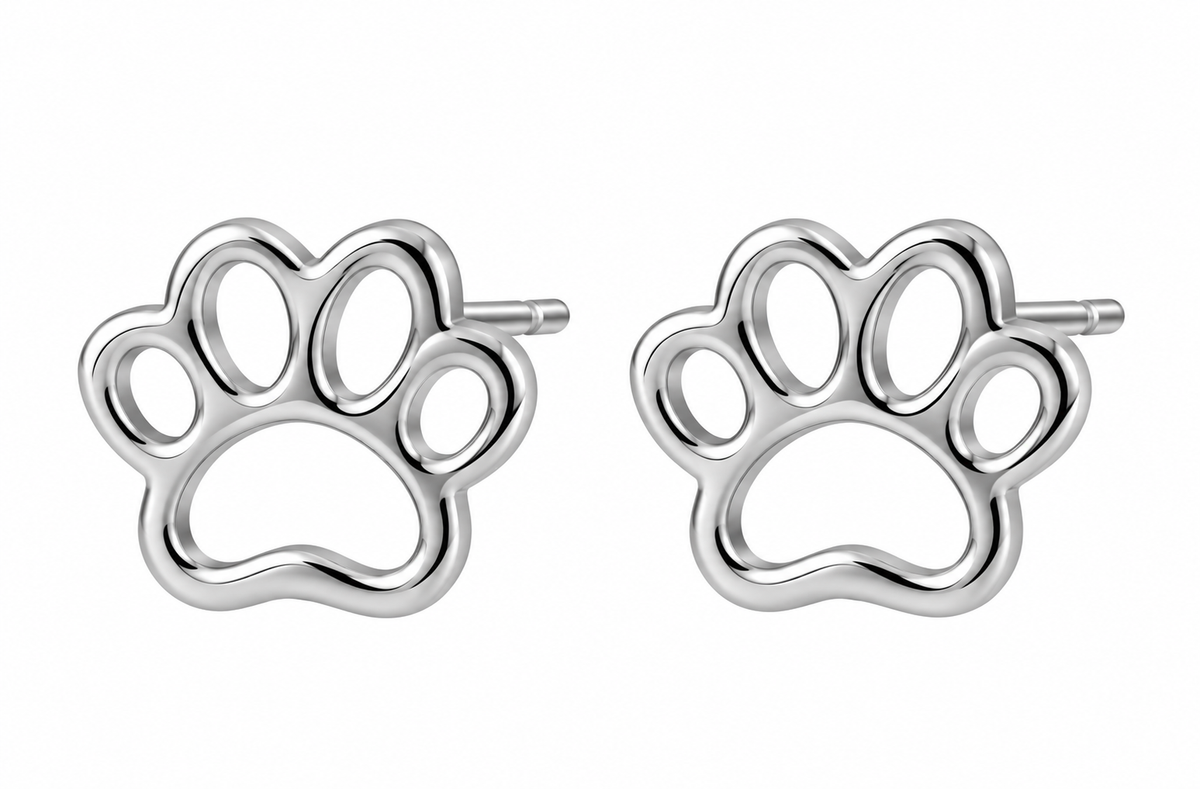 Pendientes Huellita Plateada