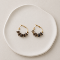 Pendientes Aro con Cuentas Naturales de Acero Inoxidable Dorados