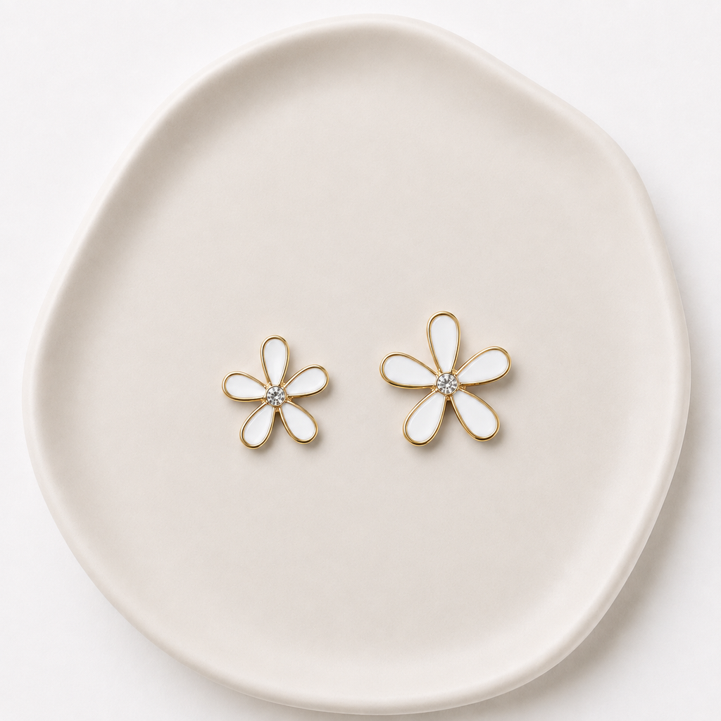 Pendientes Flor Rosa/Blanca