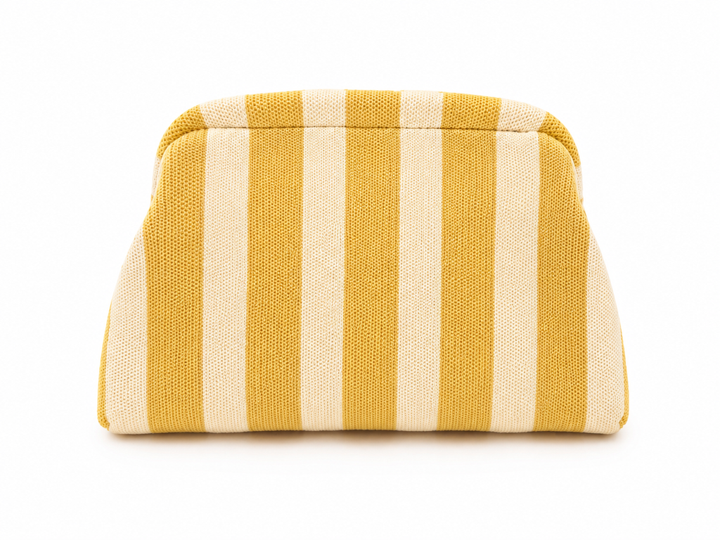 Bolso Clutch de Punto a Rayas Amarillo