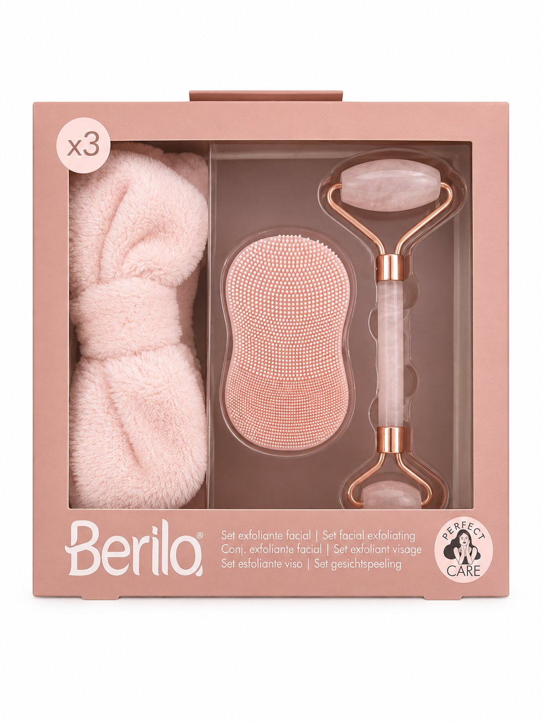 Set de Cuidado Facial 3 Piezas – Rodillo de Jade, Cepillo de Silicona y Diadema Spa