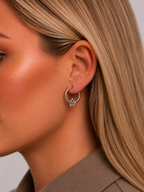 Pendientes Aro con Estrella de Acero Inoxidable Plateados