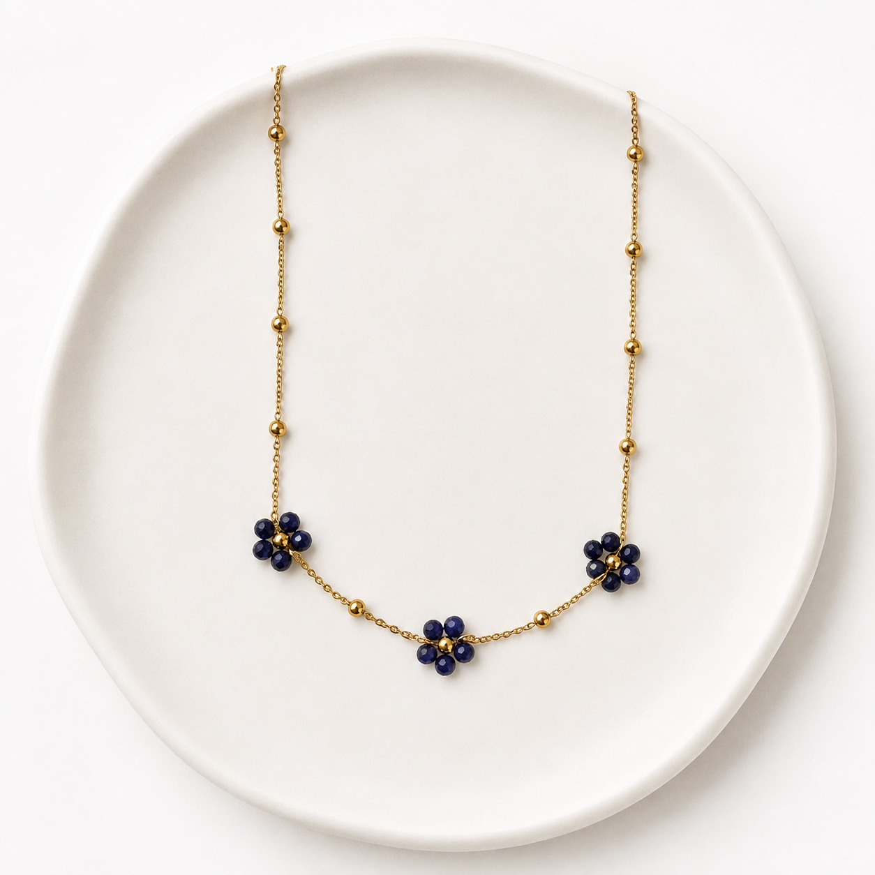 Collar Flores de Cristal Azul